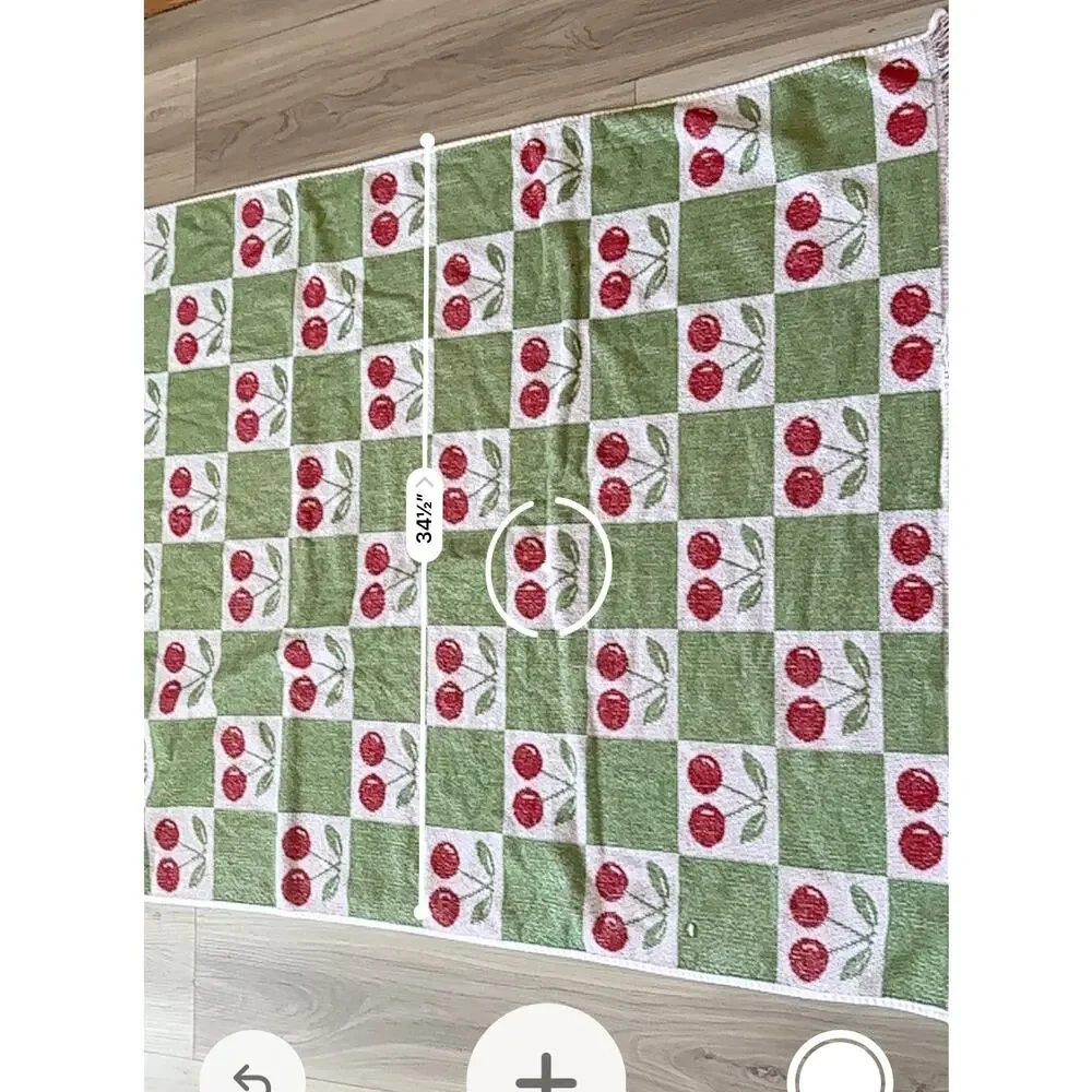 enVogue Green Checkerboard Cherry Beach Towel 100% Cotton Fringed 34